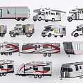 Different Types Of Recreational Vehicles With Various Exterior Designs And Color Patterns