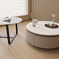 Modern coffee table round table marble table round venetian blinds marble coffee table ornaments 3d model
