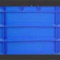 Blue Stackable Plastic Crate Filled With Fresh Silver Fish For Seafood Storage