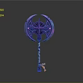 Fantasy Hammer 3D Render With Purple Blue Gradient Star Shaped Head And Orange Striped Handle