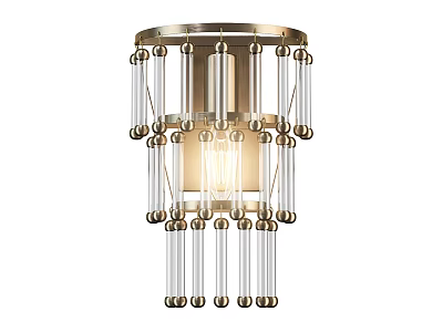Modern Elegant Wall Sconce With Metal Frame And Clear Glass Tubes Lighting Fixture 3d model