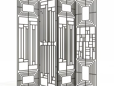 Modern Geometric Pattern Room Divider Screen With Abstract Line Design 3d model