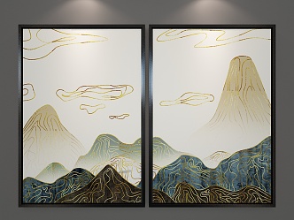 New Chinese Landscape Painting Decorative Hanging Painting 3d model