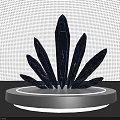 Blue Crystal Cluster Display On Illuminated White Circular Base With Glowing Edge