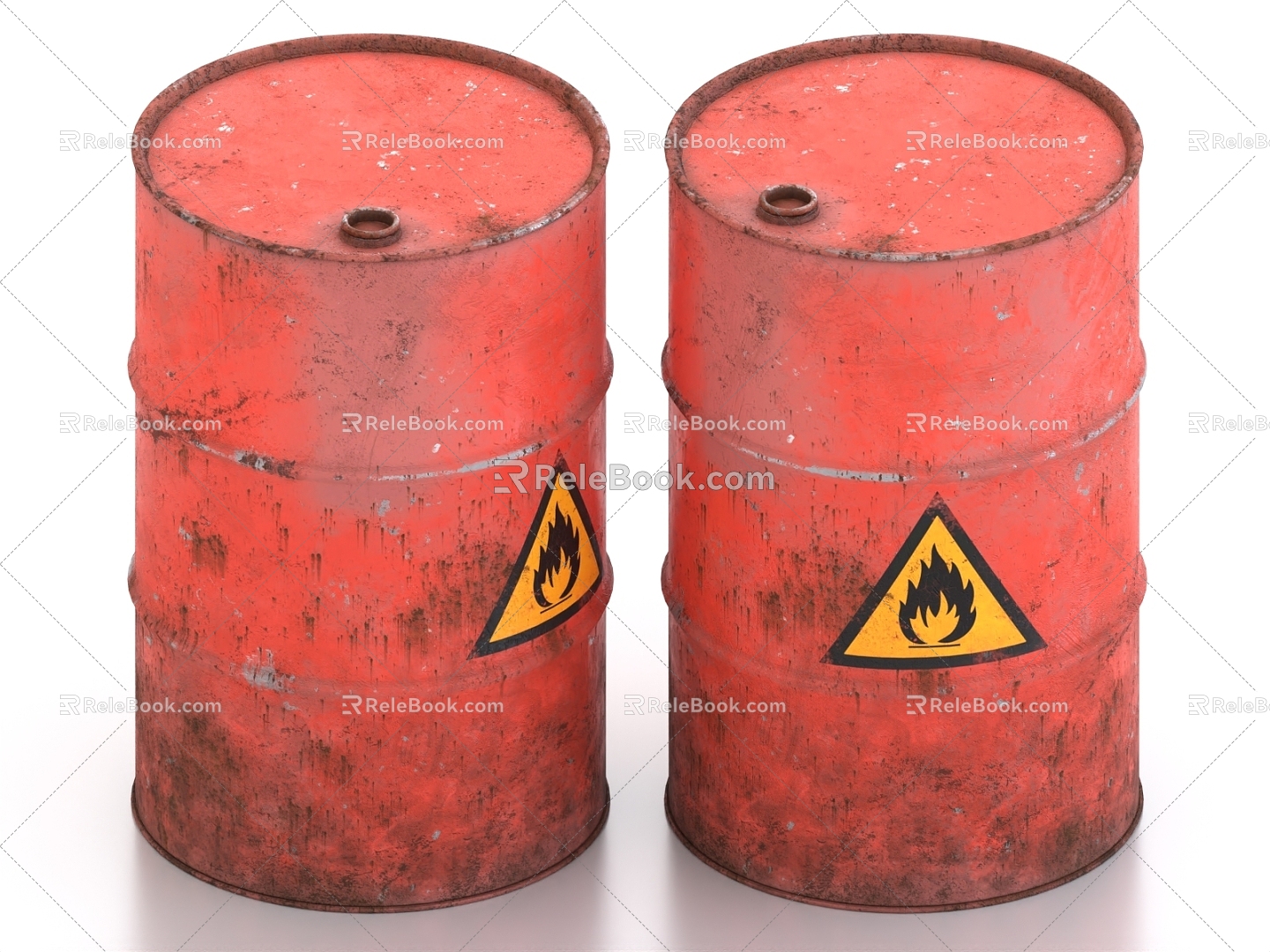 Burning barrel powder barrel explosive barrel chemical barrel 3d model