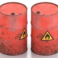 Burning barrel powder barrel explosive barrel chemical barrel 3d model