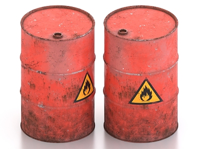 Burning barrel powder barrel explosive barrel chemical barrel 3d model