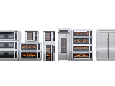 Stainless Steel Modern Kitchen Appliances Including Ovens Refrigerators And Cabinets 3d model