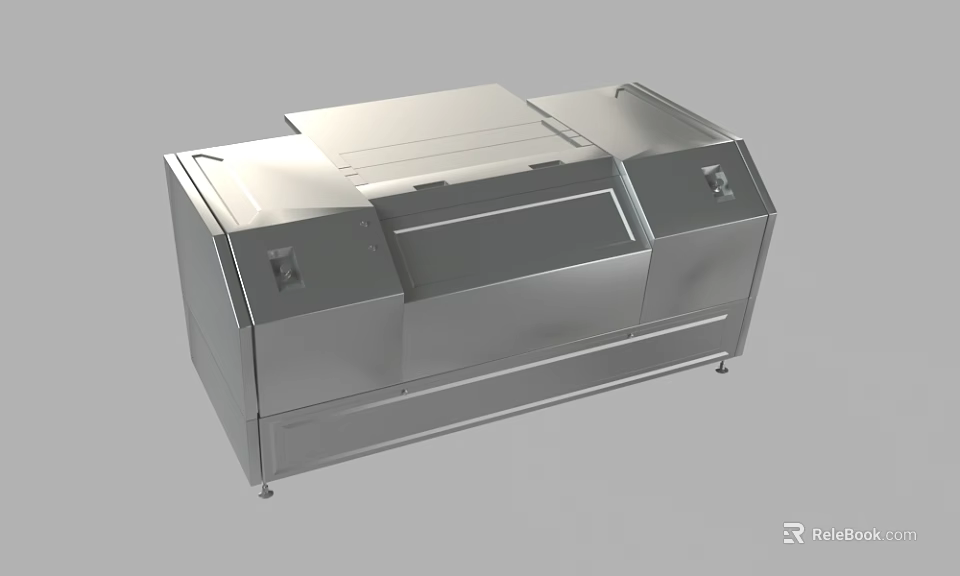 Stainless Steel Industrial Equipment With Large Top Platform Side Control Panels And Support Legs 3d model 
