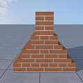 Brick Chimney Structure On Gray Tiled Ground With Blue Sky And White Clouds 3d model