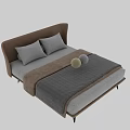 Modern Double Bed With Upholstered Headboard And Neutral Tones Bedding Design 3d model