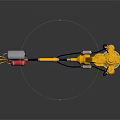 Yellow Industrial Mechanical Device With Control Unit And Extended Arm 3d model