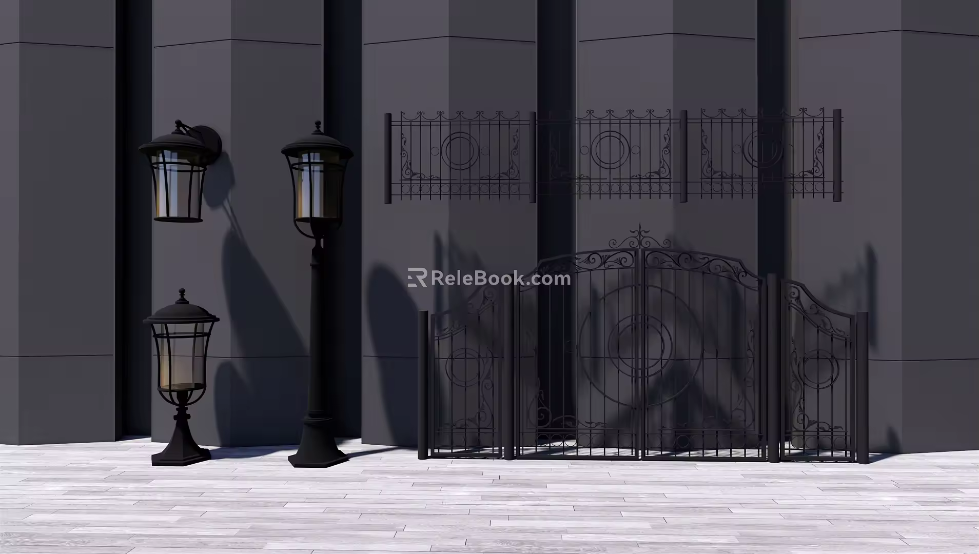 European-style gate railing 3d model