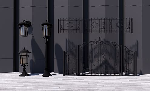 European-style gate railing 3d model