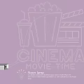 Cinema Themed Neon Light Combination with Popcorn Bucket Drink Cup and Clapperboard Design