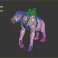 White Creature With Red Accents And Back Mechanical Gear For Character Companion