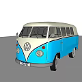 Vintage Blue and White Volkswagen Classic Van with Retro Exterior Design