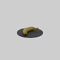 Yellow Banana Placed On Black Round Slate Plate For Fresh Fruit