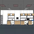 Modern Laboratory Interior Design With Workbenches Cabinets Chairs And Equipment