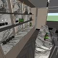 Modern Wine Cellar Interior Design With Marble Bar Counter Decorative Wall And Lighting