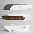 Modern Reception Desk Design With Marble Surface And Wooden Accent Elements 3d model