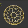 Architectural Circular Window Lattice With Intricate Gothic Pattern Design