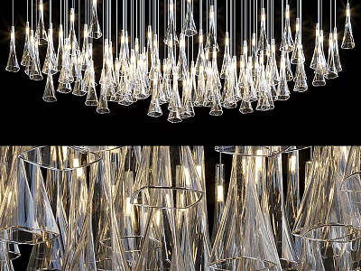 Elegant Modern Glass Chandelier With Multiple Hanging Lights And Contemporary Design 3d model