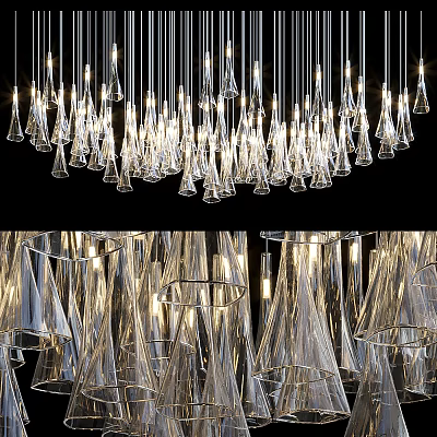 Elegant Modern Glass Chandelier With Multiple Hanging Lights And Contemporary Design 3d model