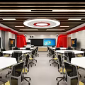 Modern School Classroom Interior Featuring Open Layout Desks Chairs And Multimedia TVs 3d model