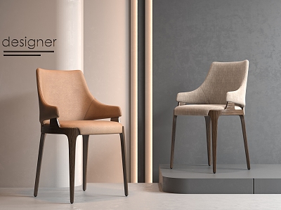 Dining chair with armrest 3d model