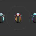 Colorful Futuristic Motorcycles In Various Colors With Neon Lights And Reflective Surfaces