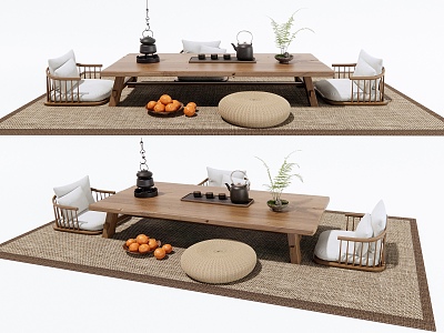 Japanese-style Tatami Tea Table and Chair Tea Table Tea Set Decoration Low Seat Cushion model