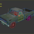 Vintage Green Pickup Truck With Single Cab Open Bed And Weathered Exterior