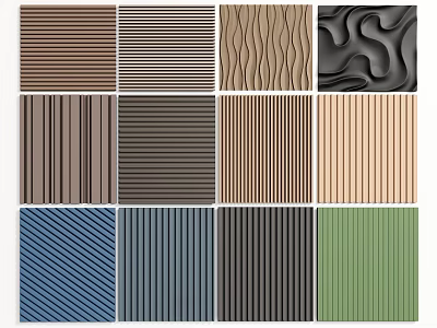 Stylish Wall Panels With Various Textures Patterns And Colors For Home Interior Design 3d model