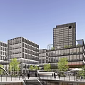 Modern Industrial Park With Contemporary Architecture Open Plaza And Green Spaces
