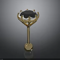 Elegant Golden Decorative Item With Blue Gemstone Top And Spherical Base