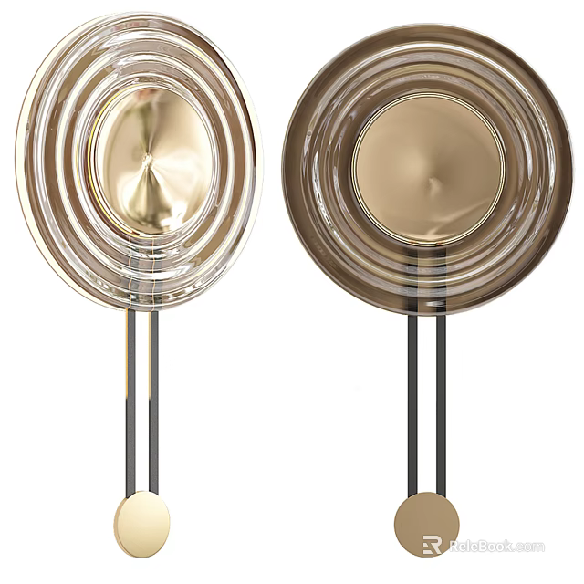 Two Modern Wall Lamps With Layered Circular Metal And Glass Design 3d model 