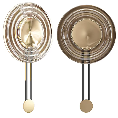 Two Modern Wall Lamps With Layered Circular Metal And Glass Design 3d model