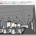 Modern Public Office Workspace With Open Layout Desks Computers And Ergonomic Chairs 3d model