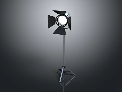Professional Studio Lighting Combo With Adjustable Barn Doors And Tripod Stand Black Industrial Design 3d model