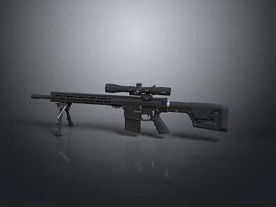 Modern Black Tactical Sniper Rifle With Scope Bipod And Magazine Design 3d model