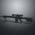 Modern Black Tactical Sniper Rifle With Scope Bipod And Magazine Design