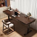 Wooden Desk With Laptop Coffee Cup Table Lamp Photo Frame And Vase In Modern Room