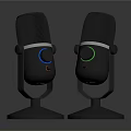 Professional Black Microphones With Colorful Indicator Lights And Stable Base