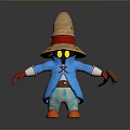 Cartoon Game Character With Straw Hat Yellow Eyes Blue Coat And Striped Pants