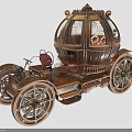 Pumpkin Shaped Carriage Design With Handcrafted Wooden Metal Structure And Decorative Top