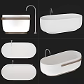 Contemporary White Freestanding Bathtub With Metal Accents And Elegant Design