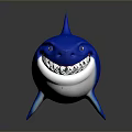 Blue Shark 3D Rendered With Sharp Teeth And White Underbelly Cartoon Style 3d model