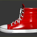 Red High Top Canvas Shoes With White Laces And White Soles