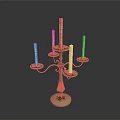 Vintage Decorative Candelabra With Multiple White Candles And Ornate Metal Stand